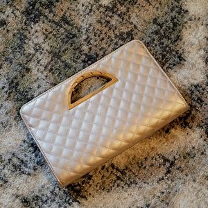 Quilted Rose Gold Versona Clutch Purse